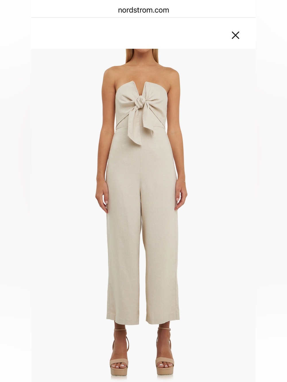 NWT English Factory Bustier Front Tie Jumpsuit Sz XS Tan Cream Ivory Neutral